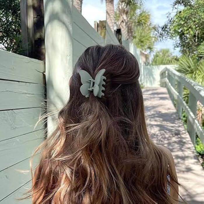 ChicAbode Butterfly Claw Clips for Women, 6.6cm Butterfly Hair Clips for Girls, 4 Pcs Butterflies Claw Clips for Thick Hair, Matte Cute Hair Claws, Hair Clamps Jaw Clips for Thin and Medium Hair Clips - Image 5